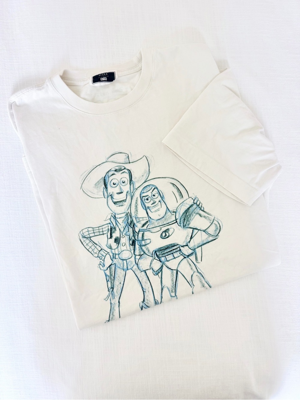 Kith x Disney For Pixar Toy Story Sketch Vintage Tee 'Sandrift' size Small